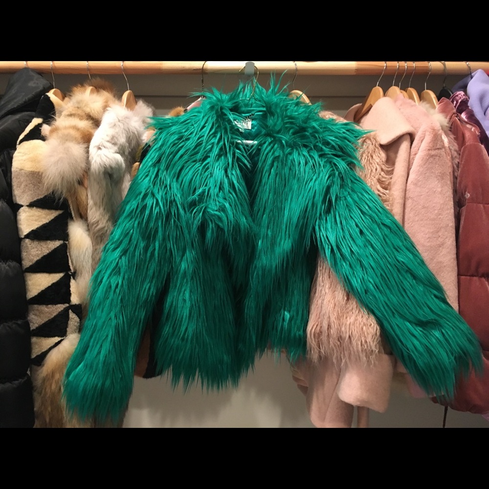 Milly Green Faux Fur Jacket